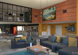 Illustration 3D - loft - salon - Le Graphiste 3D