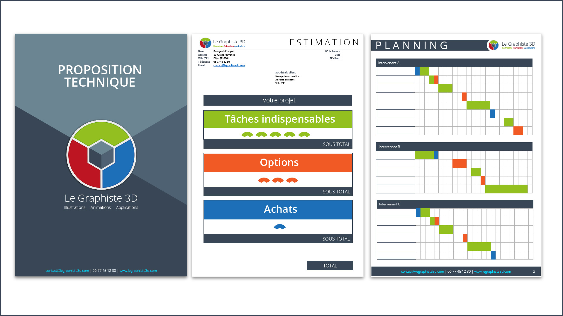 Tarifs - Cahier des charges technique - Estimation - Planning - Le Graphiste 3D