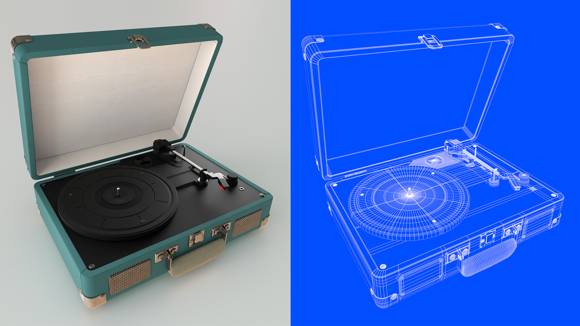 Tourne-disque - wireframe - Le Graphiste 3D