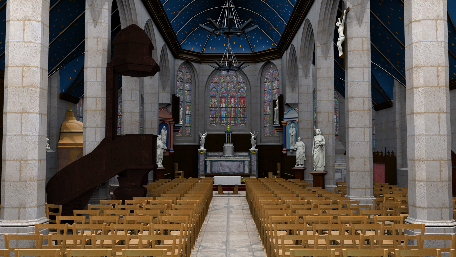 Le Graphiste 3D - Modélisation 3D - Eglise Saint-Maudet, Commune du Juch, Bretagne