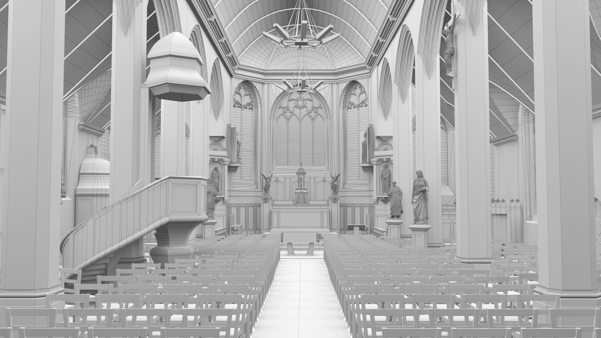 legraphiste3d - Modélisation 3D - Vue 3D de l'église Saint-Maudet, Commune du Juch, Bretagne