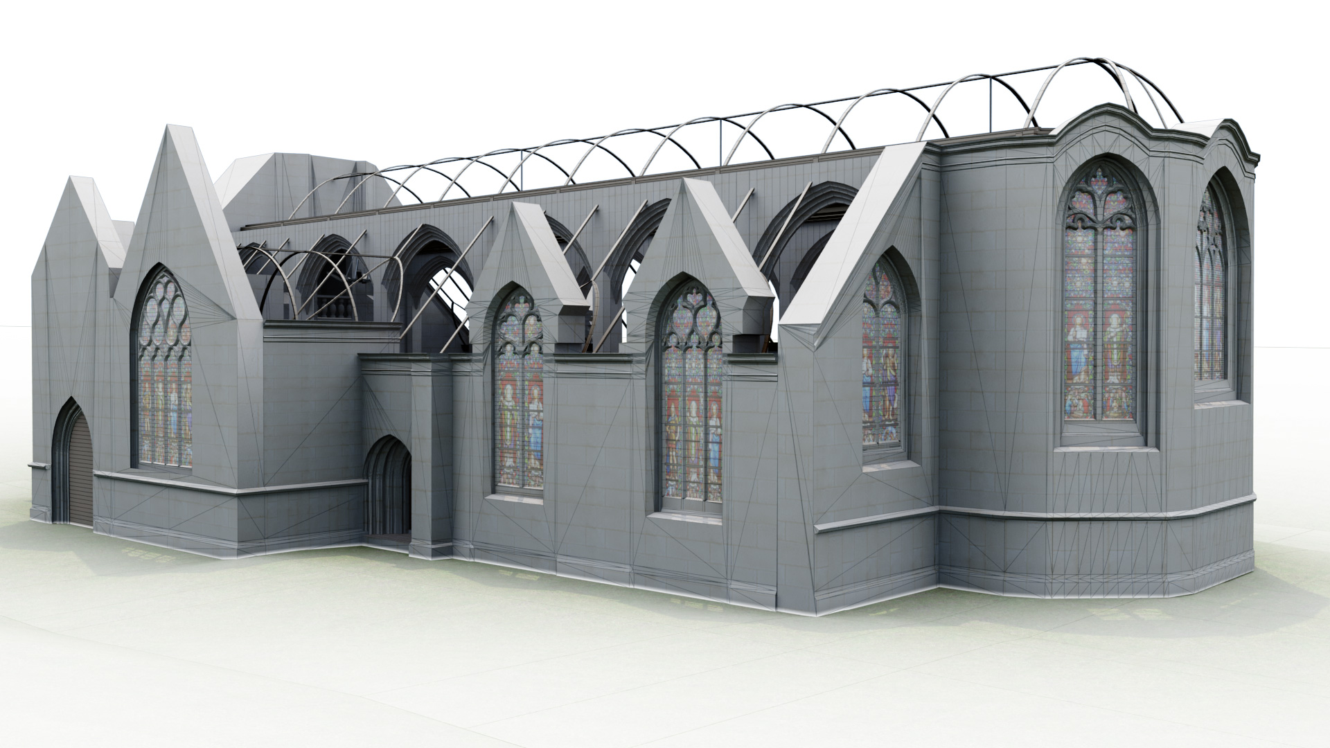 Le Graphiste 3D - Modélisation 3D - Vue 3D de l'église Saint-Maudet, Commune du Juch, Bretagne