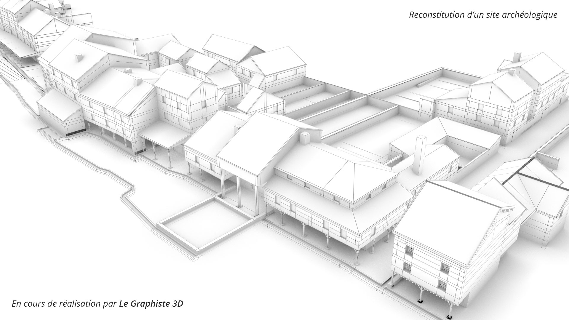 Reconstitution d'un site archéologique en cours de réalisation par Le Graphiste 3D